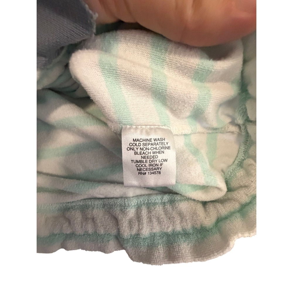 Vineyard Vines Terry Cloth Striped Top Mint Green White Tassel Hem Pullover M - Picture 7 of 9
